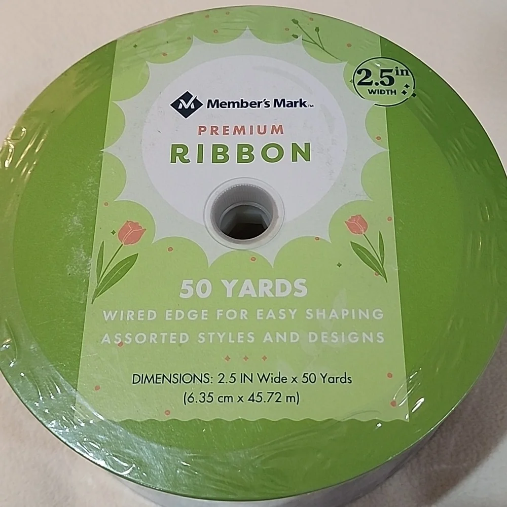 NEW 3 Rolls Spring Member's Mark Premium Wire-Edged Ribbon 150 yards total